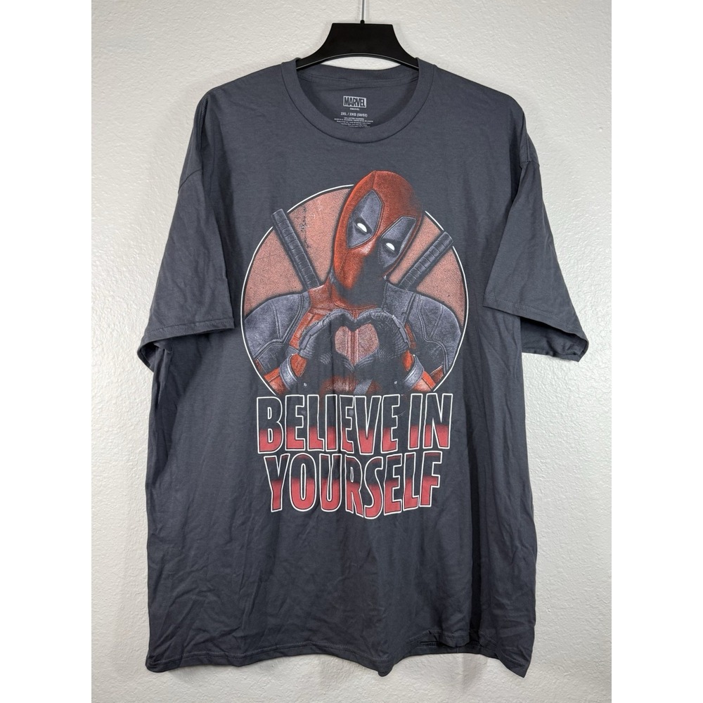 Deadpool "Believe In Yourself"Black T-shirt Size 2XL Marvel Tee